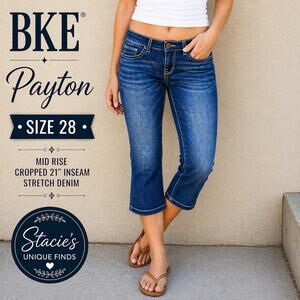 BKE Payton Jeans Womens 28x24 Cropped Mid Rise Dark Wash Stretch Denim
